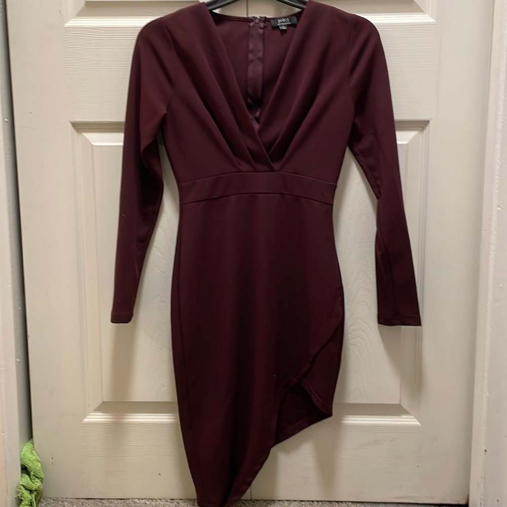 Women’s Size S purple long sleeve asymmetrical dress